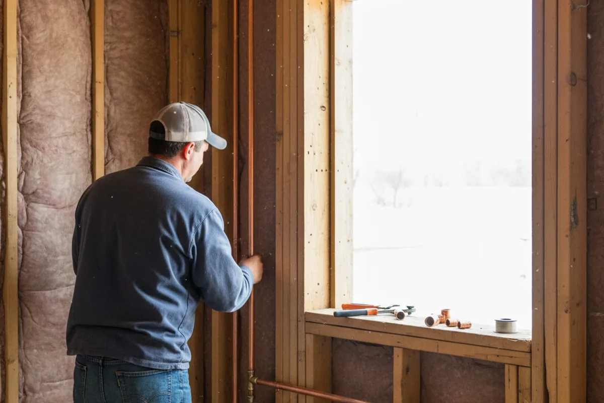 Licensed plumber running new copper supply lines in a Marion Heights home