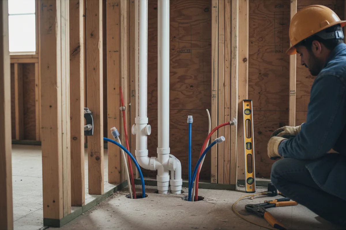 Drain and supply rough-in during Drain Cleaning in Marion Heights